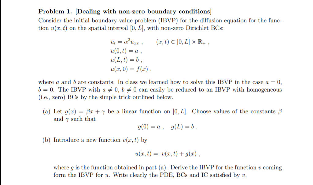 Solved Problem 1 Dealing With Non Zero Boundary Conditio Chegg Com