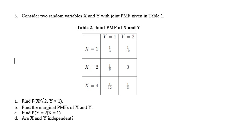 3 Consider Two Random Variables X And Y With Joint Chegg Com