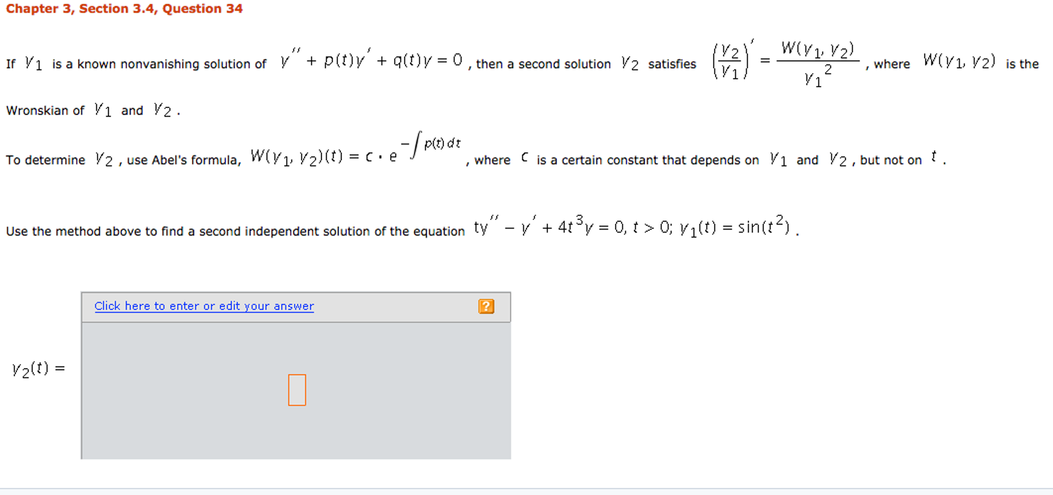 Solved If Y 1 Is A Known Nonvanishing Solution Of Y P Chegg Com
