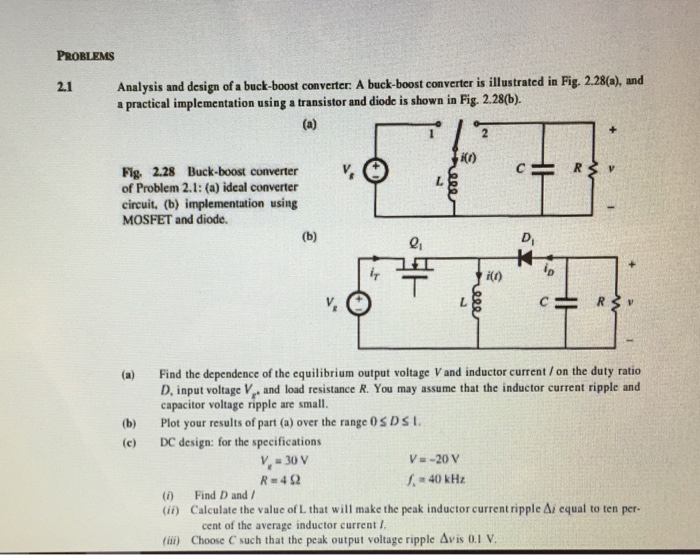 Solved Analysis And Design Of A Buck Boost Converter A Bu Chegg Com