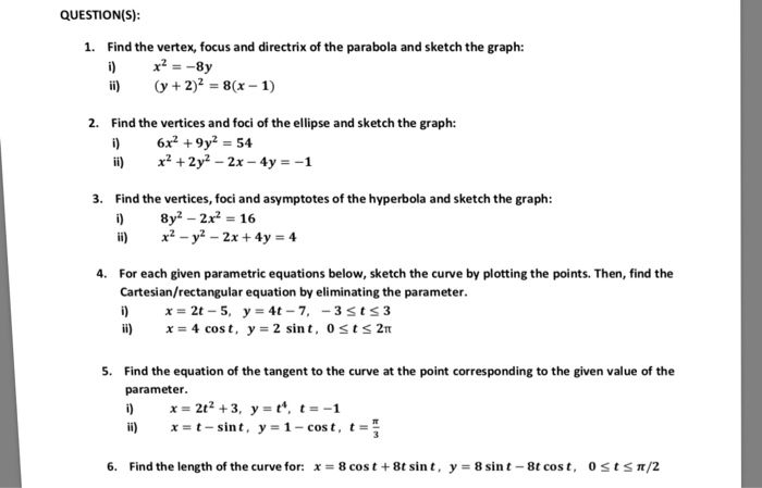 Solved: Find The Vertex, Focus And Directrix Of The Parabo... | Chegg.com