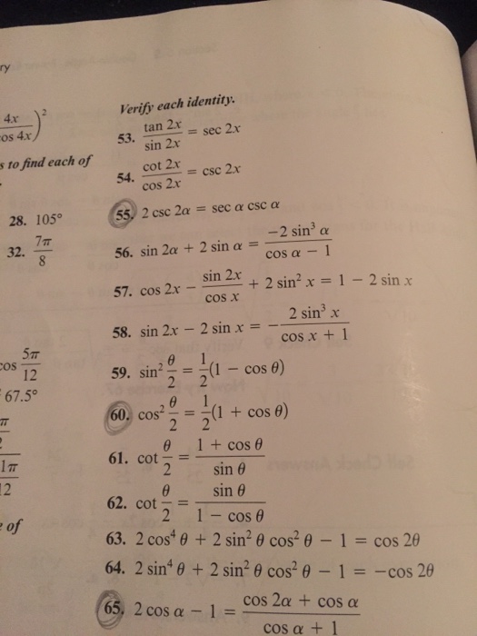 Solved Tan 2x Sin 2x Sec 2x Cot 2x Cos 2x Csc 2x 2 Cs Chegg Com