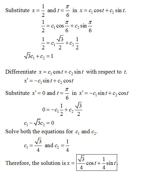 In This Problem X C1 Cos T C2 Sin Tis A Two Parameter Family Of Solutions Of The Second Order Dex X 0 Find A Solution Of The Second Order Ivp Consisting Of