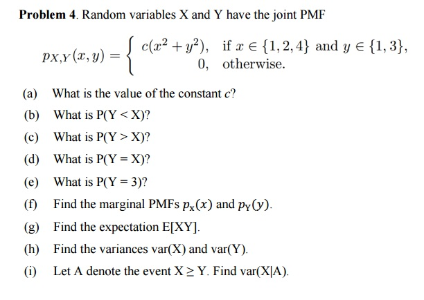 Solved Random Variables X And Y Have The Joint Pmf Px Y Chegg Com