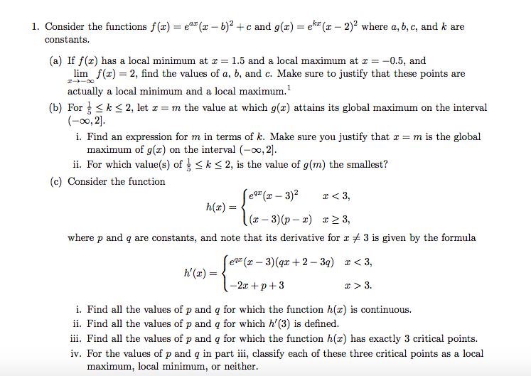 Solved 1 Consider The Functions F X Eb 2c And G R E 2 Chegg Com
