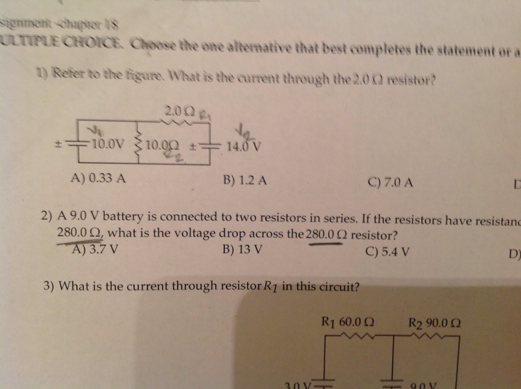 Refer To The Figure What Is The Current Through The Chegg 