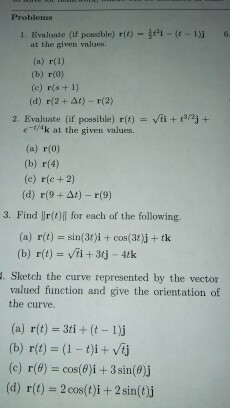 Solved Problems 1 Evaluate If Possible R T T 1 J 6 Chegg Com