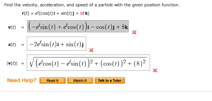 Solved Find The Velocity Acceleration And Speed Of A Pa Chegg Com