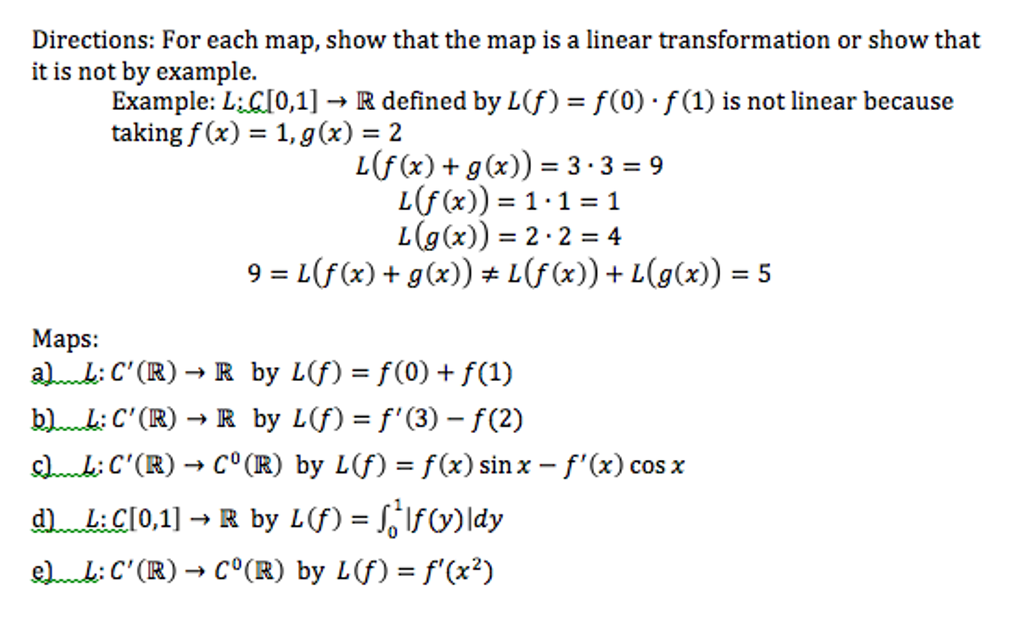Solved For Each Map Show That The Map Is A Linear Transf Chegg Com