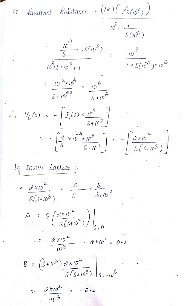 sistancc 10 3 63 2 S+ (0 S+102 Tnvese Laplace t LD -1 ID