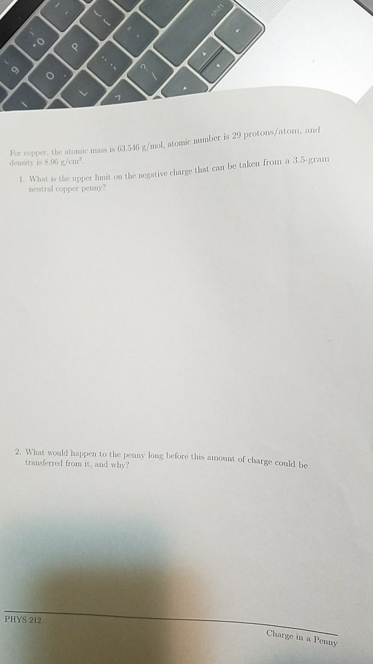 For The Is Mass G/mol, Atomic Copper, ... Solved: 63.516 Atomi