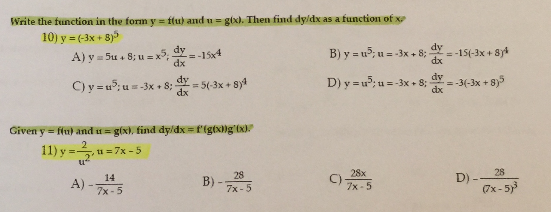Solved Write The Function In The Form Y F U And U G Chegg Com