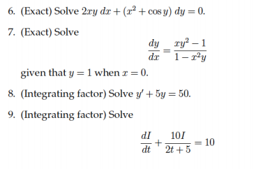 Solved Solve 2xy Dx X 2 Cos Y Dy 0 Solve Dy Dx Chegg Com