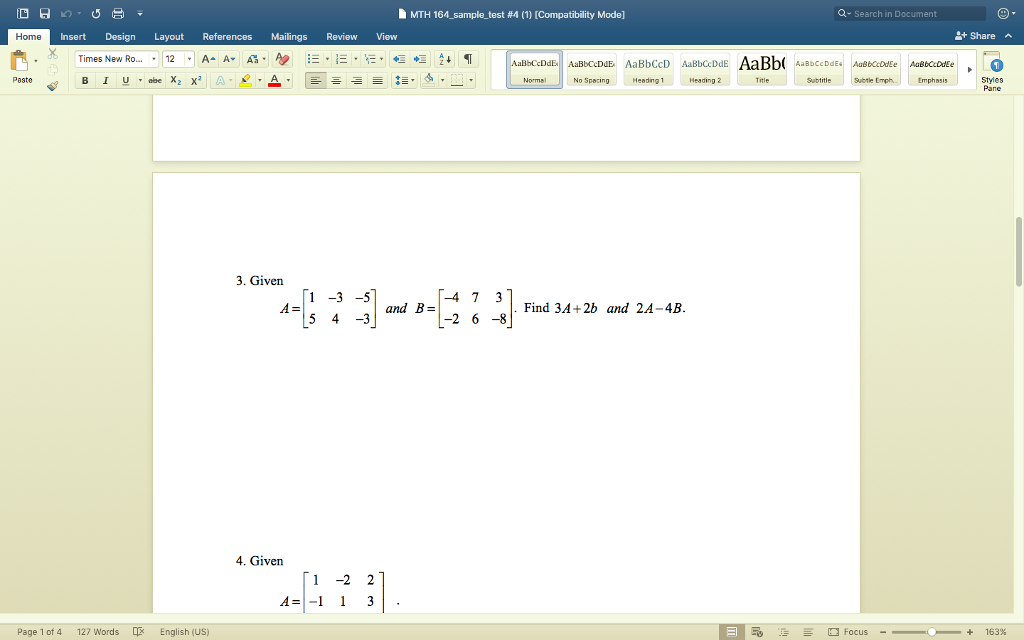 Solved Given A 1 3 5 5 4 3 And B 4 7 3 2 6 8 Chegg Com