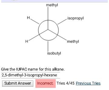 Give the iupac name for this alkane