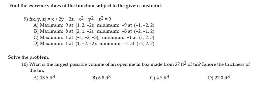 Solved Find The Extreme Value Of The Function Subject To The Chegg Com
