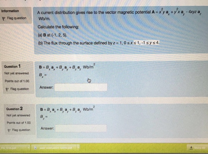 Solved A Current Distribution Gives Rise To The Vector Chegg Com