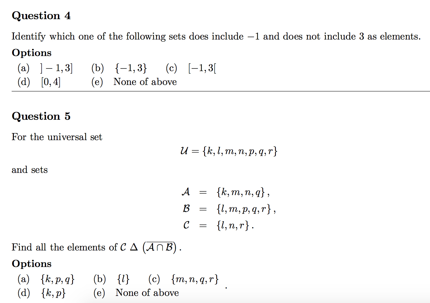 Solved Identify Which One Of The Following Sets Does Incl Chegg Com