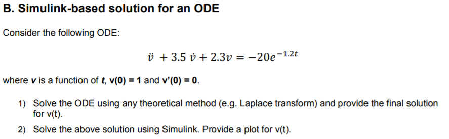 Solved B Simulink Based Solution For An Ode Consider The Chegg Com