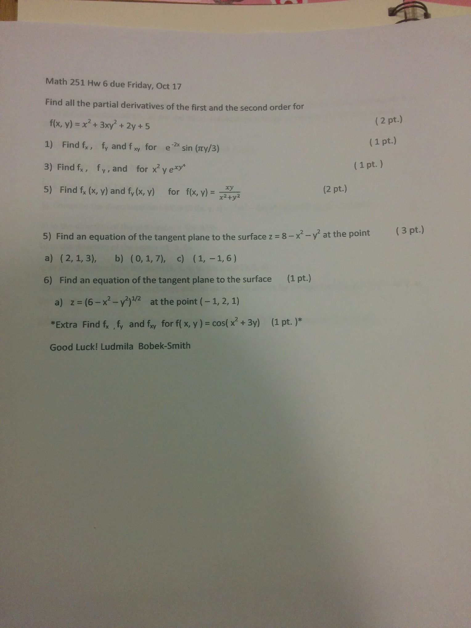 Solved Find All The Partial Derivatives Of The First And Chegg Com