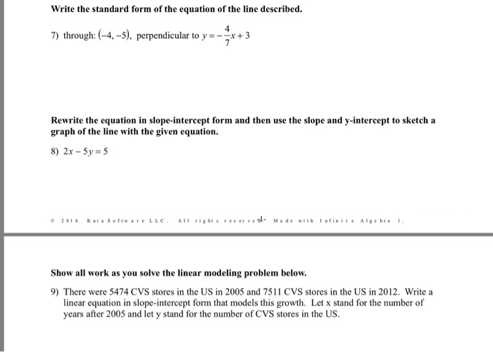 standard form equation of a line