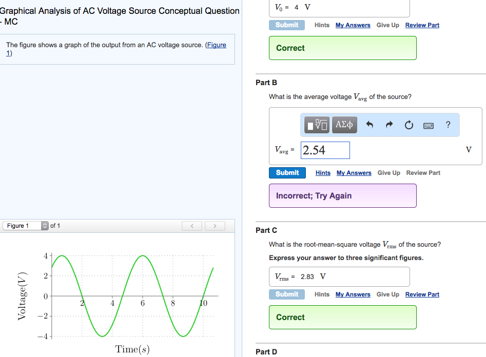 Solved: A Graph Of The Output From An AC Voltage Source. (... | Chegg.com