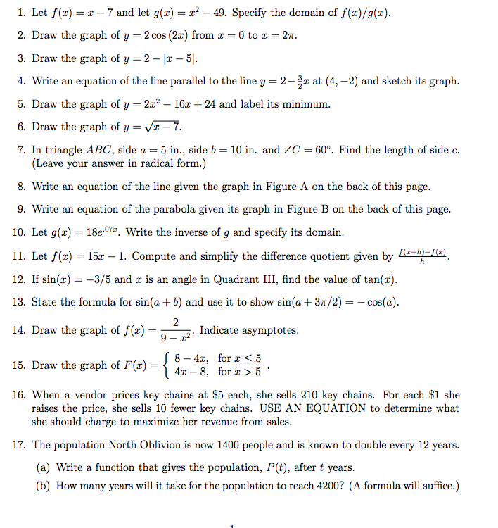 Solved Let F X X 7 And Let G X X 2 49 Specify Chegg Com