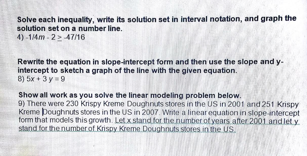 Write An Equation Of A Line In Slope Intercept Form With The