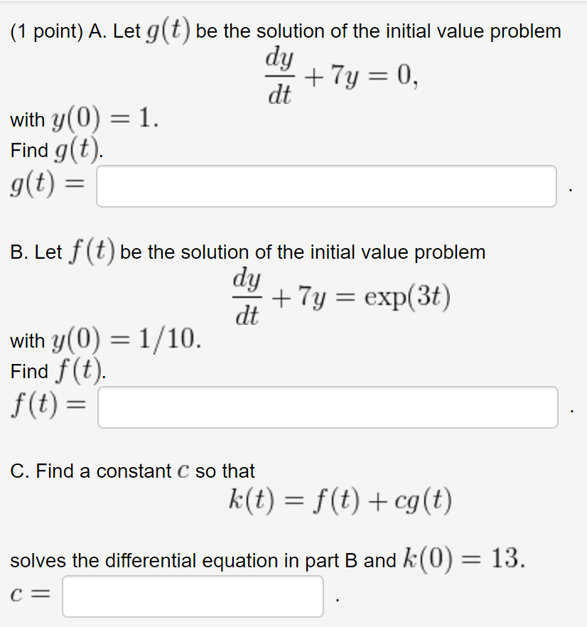 Solved A Let G T Be The Solution Of The Initial Value P Chegg Com