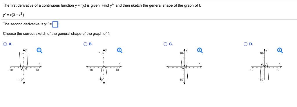 Solved The First Derivative Of A Continuous Function Y Chegg Com