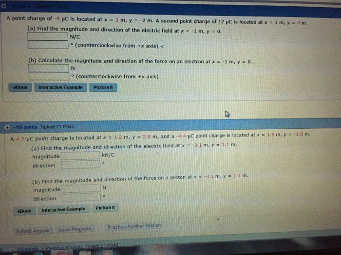 Solved A Point Charge Of 4 Mu C Is Located At X 3m Y Chegg Com