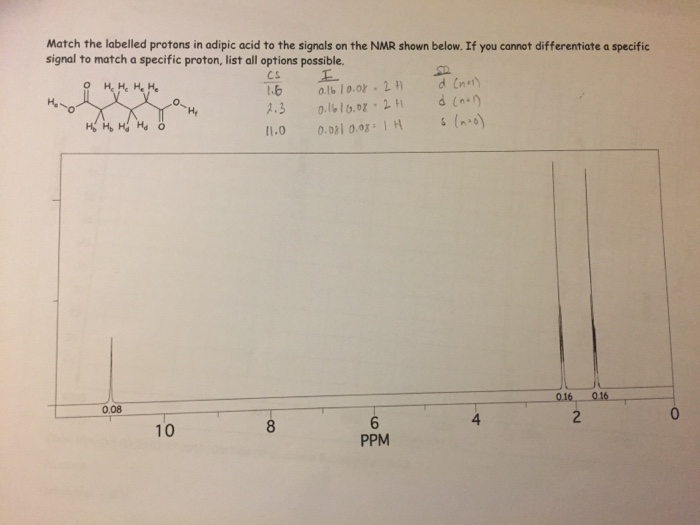Solved Match the labelled protons in adipic acid to the | Chegg.com