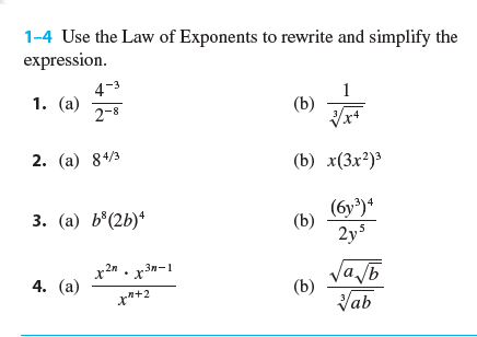 Solved 1 4 Use The Law Of Exponents To Rewrite And Simplify Chegg Com