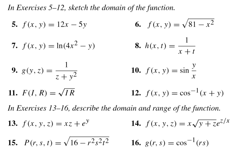 Sketch The Domain Of The Function F X Y 12x 5y Chegg Com