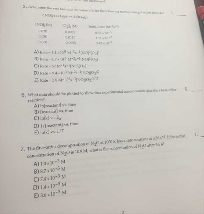 Solved Determine The Rate Law And The Value Of K For The Chegg Com