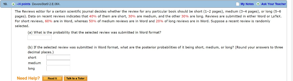 Solved 10. 14 points DevoreStat9 2.E.064. My Notes Ask Your 