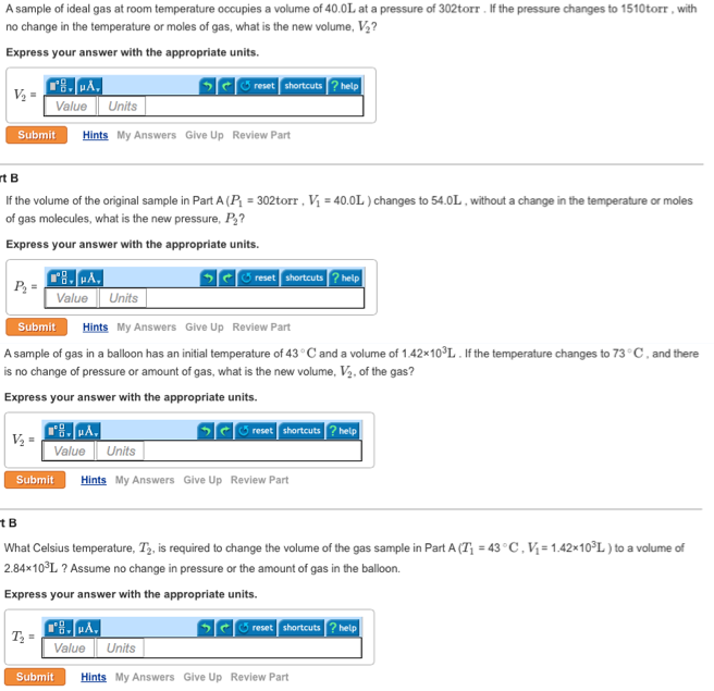 Solved A Sample Of Ideal Gas At Room Temperature Occupies