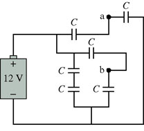 Six identical capacitors with capacitance C are co