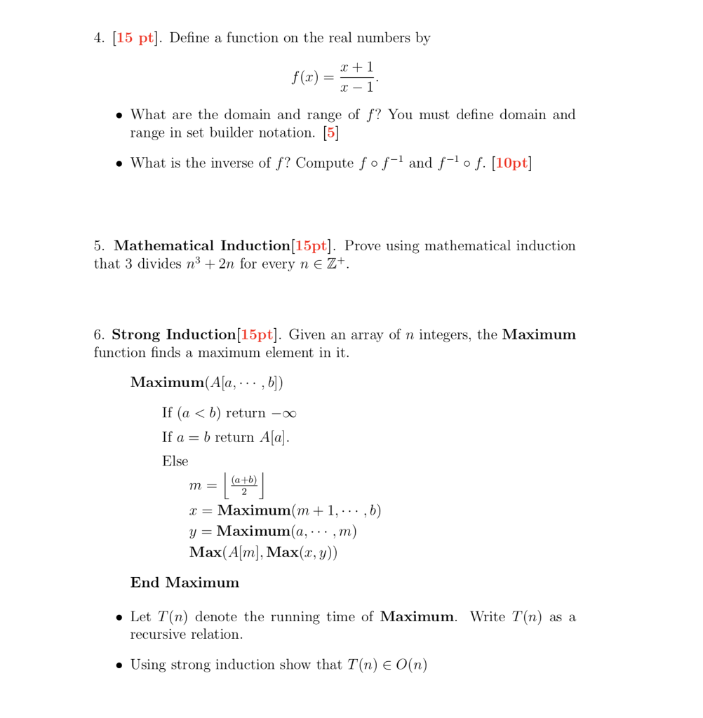 Solved 4 15 Pt Define A Function On The Real Numbers Chegg Com