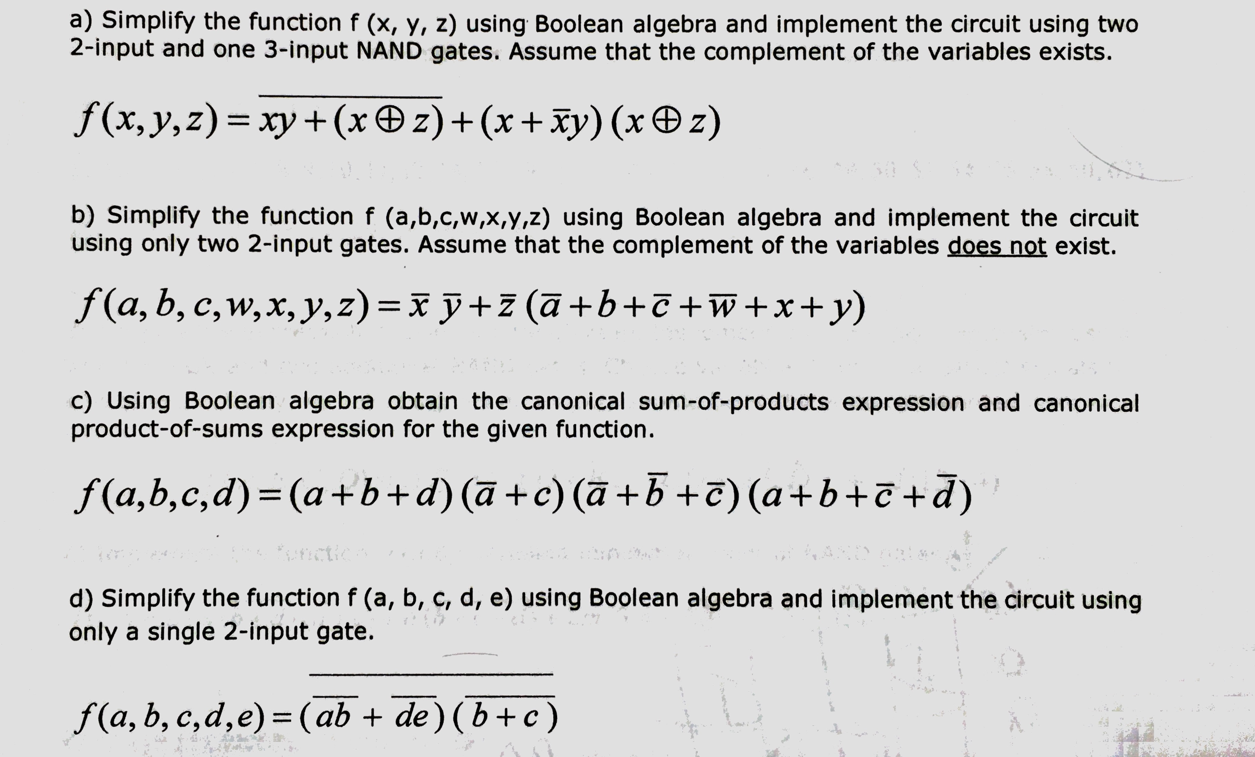 Solved Simplify The Function F X Y Z Using Boolean Al Chegg Com