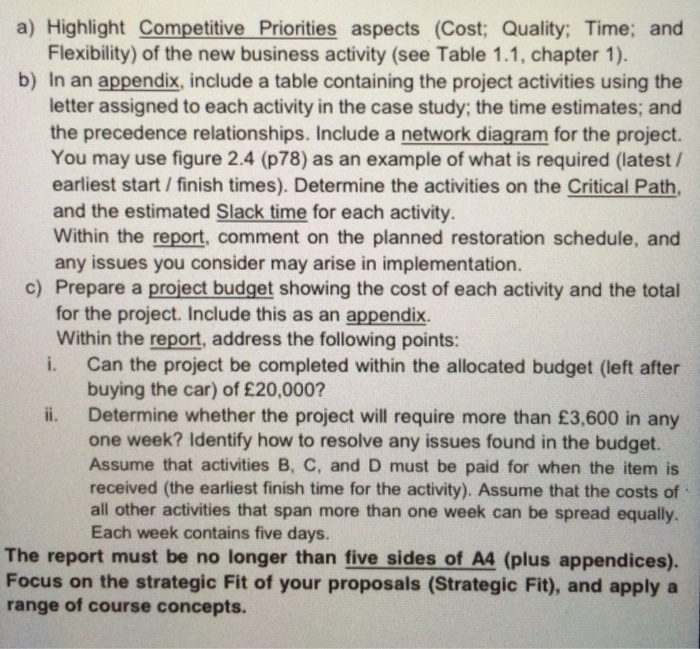 Week 4 pert mustang case study picture