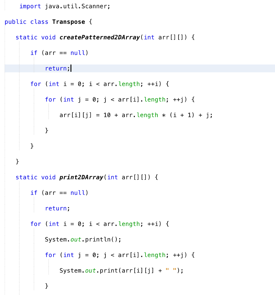 Solved Import Java Util Scanner Public Class Transpose Chegg Com