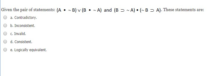 Solved Given The Pair Of Statements A B V B A A Chegg Com