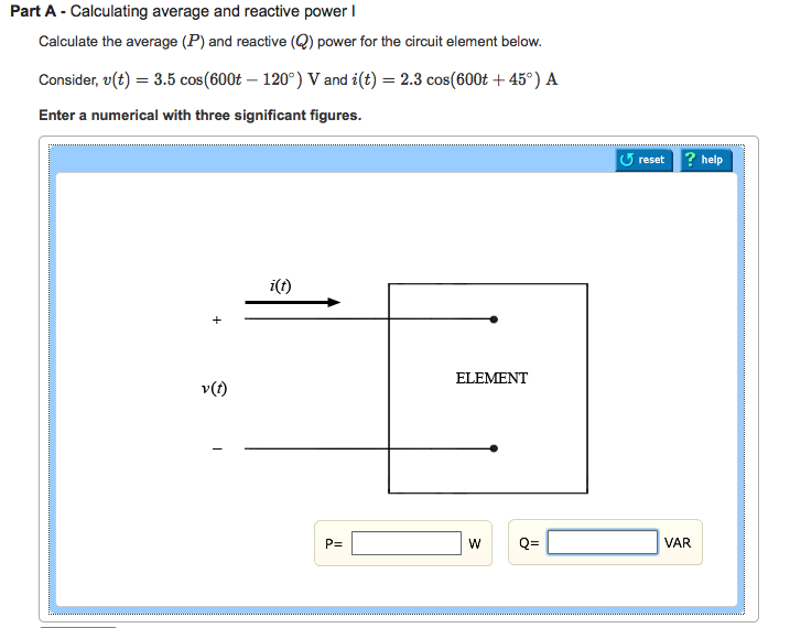 Solved Part A Calculating Average And Reactive Power Calc Chegg Com