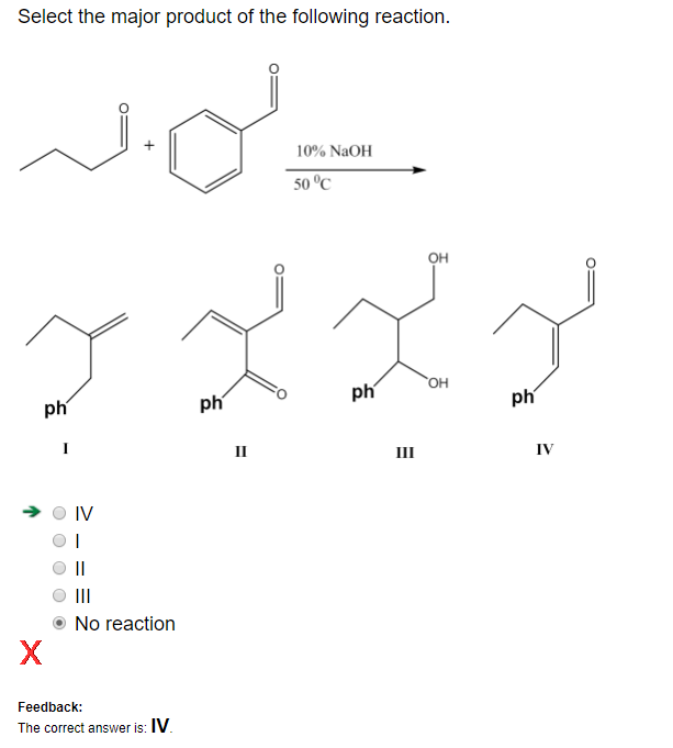 Solved Select The Major Product Of The Following Reaction