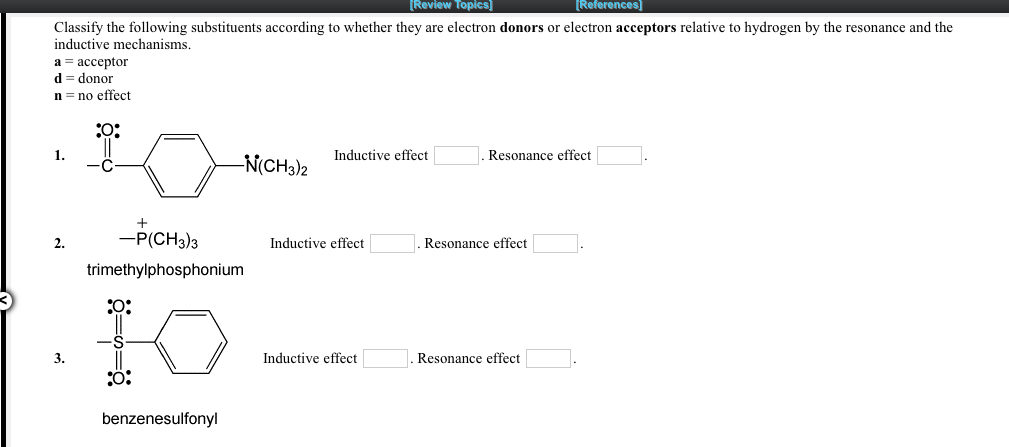 Solved Classify The Following Substituents According To W Chegg Com