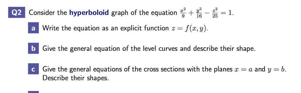 Solved Consider The Hyperboloid Graph Of The Equation X 2 9 Chegg Com