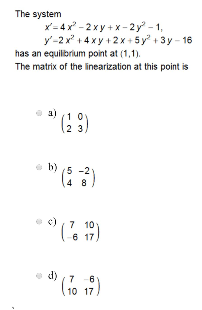 Solved The System Y 2x2 4 Xy 2 X 5y2 3y 16 Has An Chegg Com