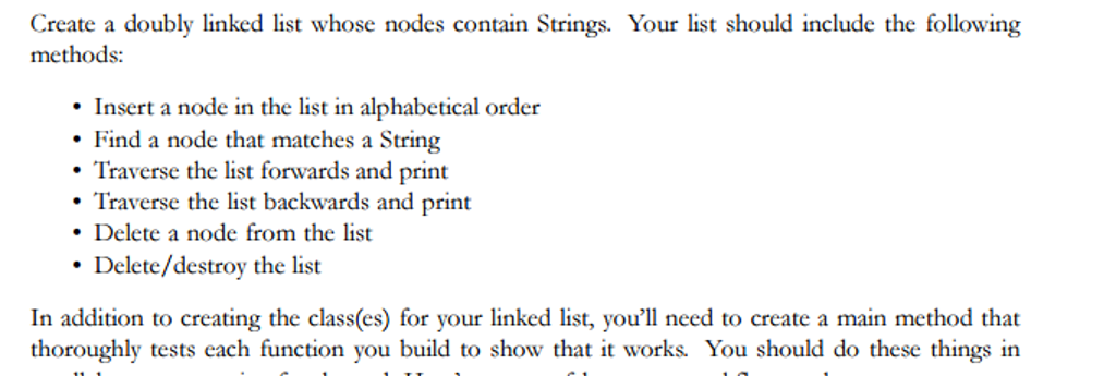 Solved Create A Doubly Linked List Whose Nodes Contain St Chegg Com