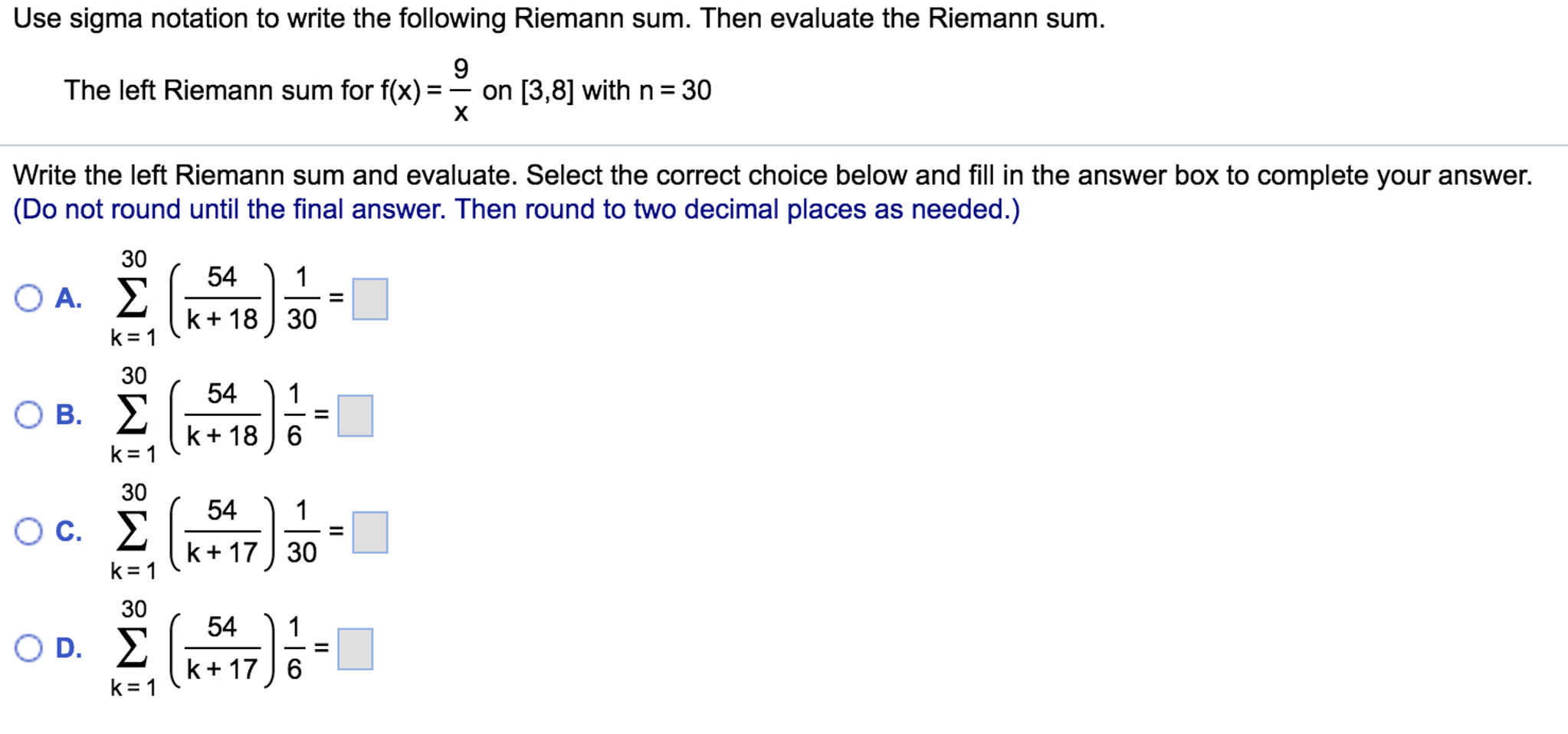 Use sigma notation to write the following Riemann  Chegg.com